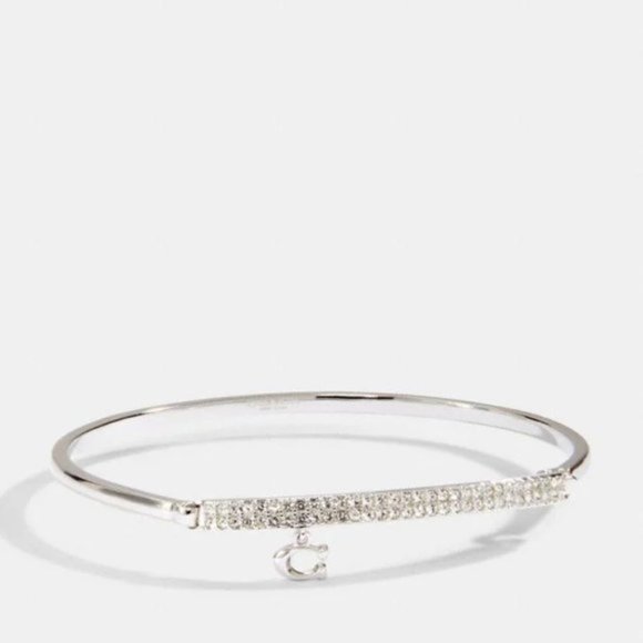 COACH Signature Pave Bar Hinged Bangle in silver - Picture 4 of 7